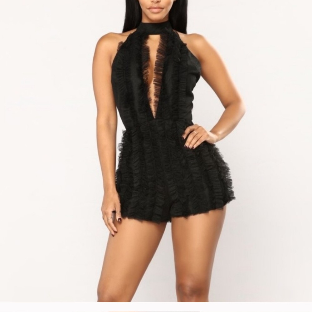 Fashion Nova Black Mesh Romper 🔥